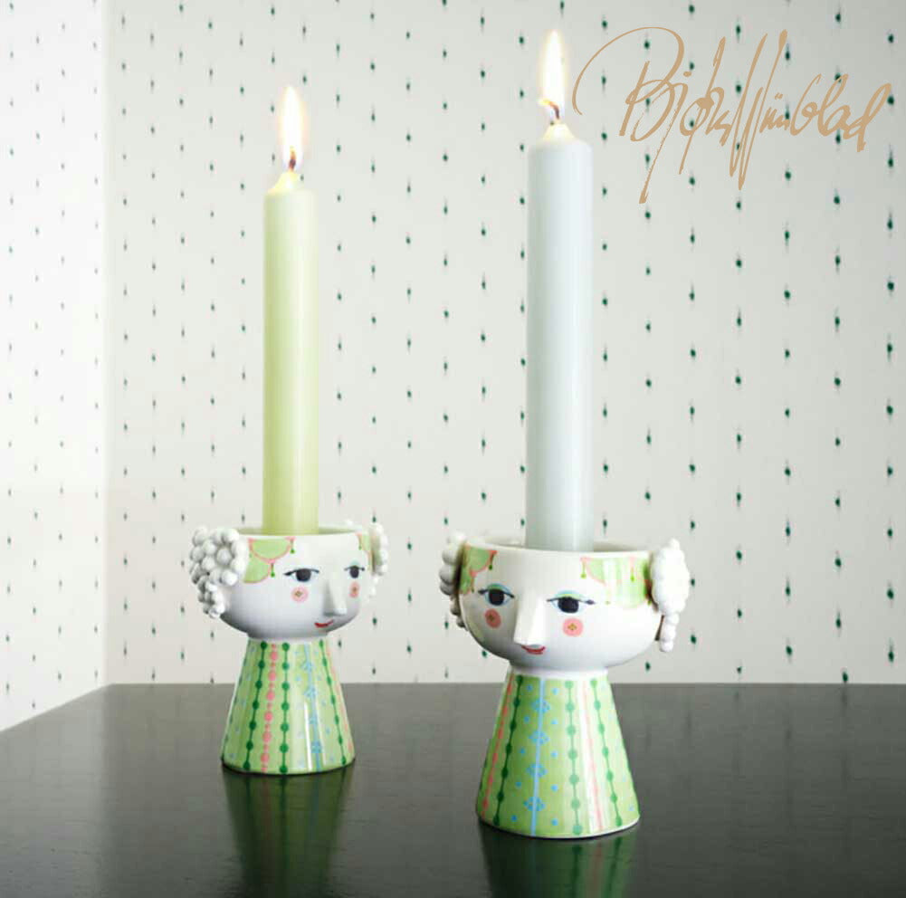 Bjorn Wiinblad Eva Candle Holder Light Green H9.5cm ビヨン・ヴィンブラッド エヴァ キャンドルホルダー ライトグリーン